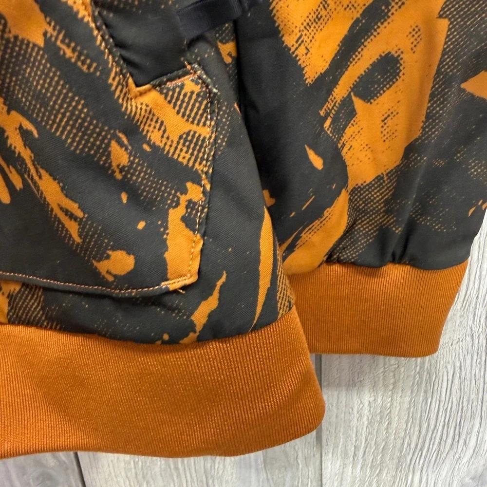 The North Face Mens Orange Black Abstract Graphic Logo Pullover Hoodie Large